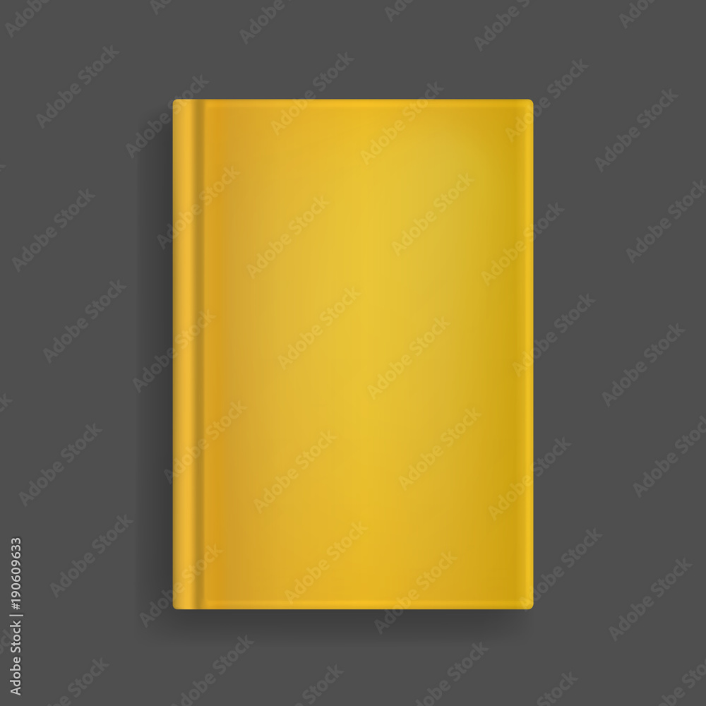 Wall mural rectangular vector blank golden realistic book cover mockup, closed organizer or notebook template w