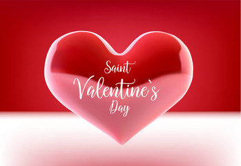 Valentine s day concept. Vector illustration. 3d colorful hearts with thin square frame. Cute love banner or greeting card. Place for your text