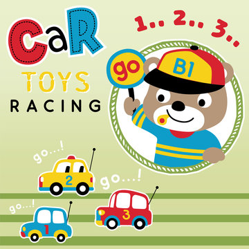 car toy racing cartoon vector with cute animal