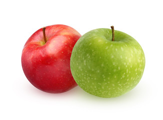 Green and red apples isolated on a white background.