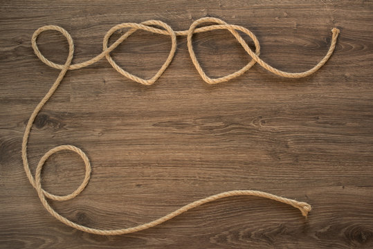Rope knots heart shapes
