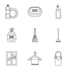 Sanitary day icons set, outline style