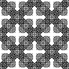 Fototapeta premium Black and White Seamless Ethnic Pattern. Vintage, Grunge, Abstract Tribal Background for Textile Design, Wallpaper, Surface Textures, Wrapping Paper