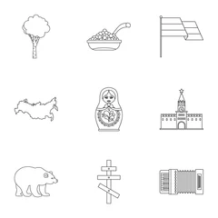 Fototapeten Country Russia icons set, outline style © ylivdesign