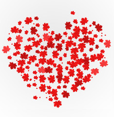 The heart made from red maple leaves. Concept for valentine's day