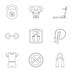 Sport icons set, outline style