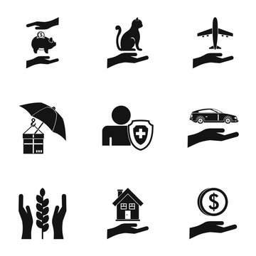 Protection icons set, simple style