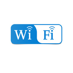 Wireless connection sign. Blue wireless internet available signboard