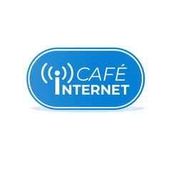 Internet cafe blue signboard illustration for design
