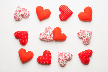 Handmade hearts for st. Valentines Day. Selective focus. Shallow depth of field.
