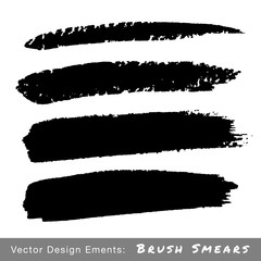 Set of Hand Drawn Grunge Brush Smears. Vector illustration.