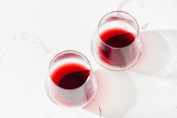 glasses with red wine