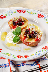 baked apple stuffed walnuts and berries