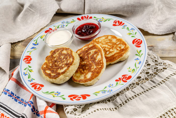 pancakes on the wooden background
