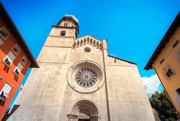Fototapeta na wymiar Trento cathedral rose window italy landmarks - Trentino monument