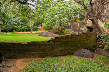 Fototapeta premium Landscape of ruin Royal Gardens and Pools, Lion Rock Sigiriya, Attractions Sri Lanka
