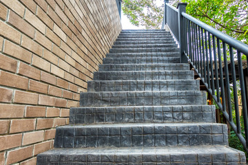 Bricks wall texture with concrete cement stair steps