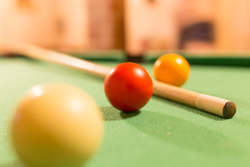 Board game with balls and cue billiards