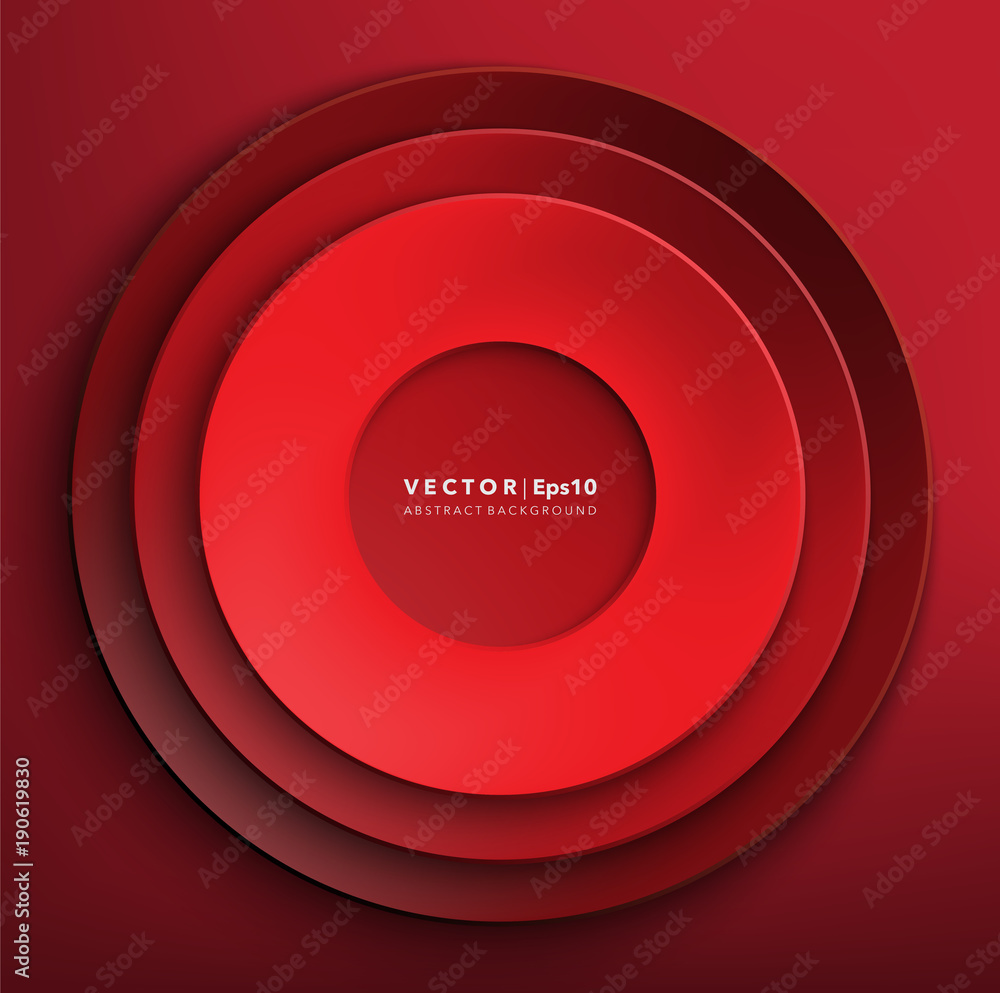 Wall mural abstract vector background. red paper circles. round paper frame. isolated with realistic light and 
