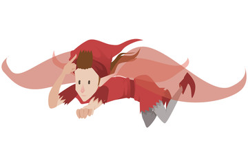 Image of a boy flying elf isolated on a white background