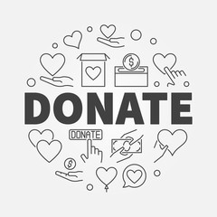 Donate vector circular illustration in line style