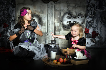Two little halloween witches