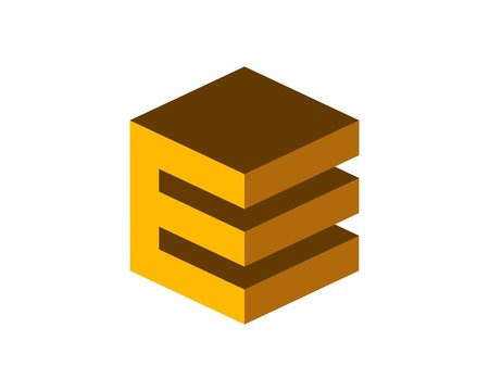 E 3D cube building 