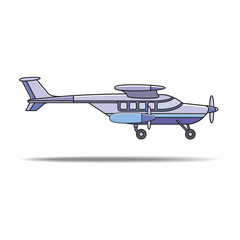 small propeller plane landing vector cartoon