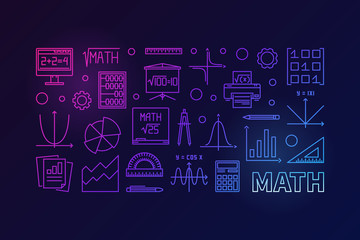Math education vector colorful horizontal banner