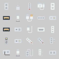 icons set about Connectors Cables. with usb, socket and usb cable