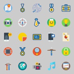 icons set about Digital Marketing. with tie, target, smartphone, shopping bag, presentation and pie chart