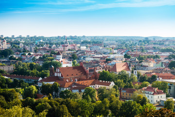 Fototapeta na wymiar Overlooking Old Town Vilnius city, Lithuania