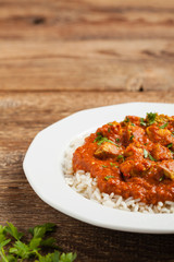 Traditional Indian and Pakistani cuisine. Tikka masala.