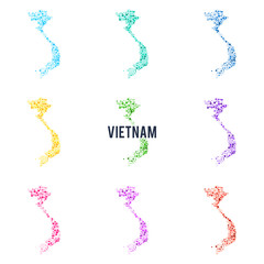 Vector dotted colourful map of Vietnam.