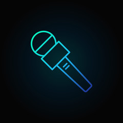 News microphone blue vector icon on dark background