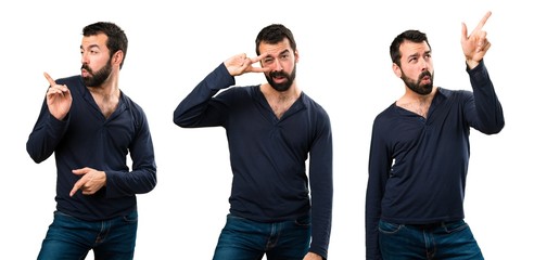 Set of Handsome man with beard dancing