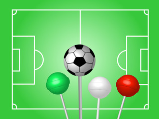 Obraz premium Soccer ball. Colorful lollipops. Vector illustration.
