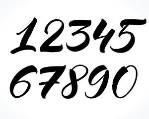 Brush lettering numbers. Modern calligraphy, handwritten letters. Vector illustration © hely