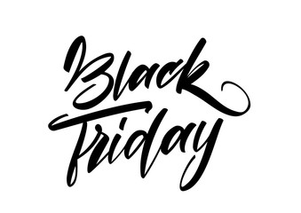 Vector Handwritten lettering type of Black Friday in white background. Typography design of special offer