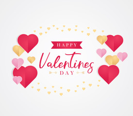 Happy Valentines day greeting card. Greeting cards for Valentine's day with heart shapes on white background