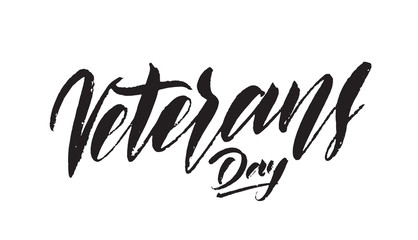 Fototapeta na wymiar Vector illustration: Handwritten lettering of Veterans Day