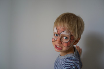 Smiling child with Face Painted as Spider-man © Jane Ali