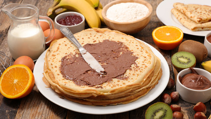 crepe with chocolate and fruit