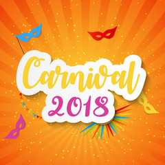 Carnival Brochure Template for Brazil Carnival in South America. Celebration Greeting Card Backround. Vecor Illustration