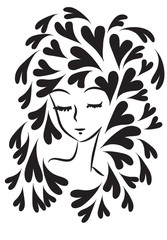 beauty face with heart shape 