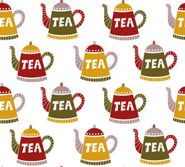 Tea pot seamless vector pattern