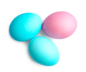 Colorful Easter eggs on white background