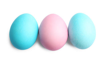 Fototapeta na wymiar Colorful Easter eggs on white background