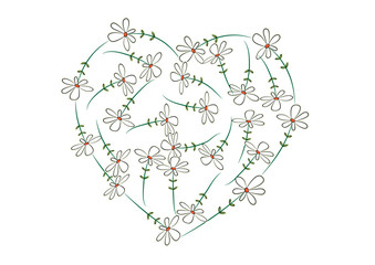 plant and flower heart shape disign