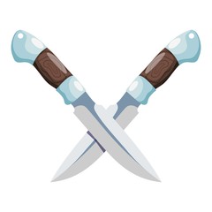 Color image of a combat knife on a white background. Vector illustration of a cutting tool and a blank weapon cartoon style